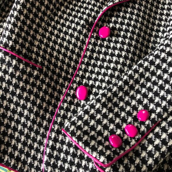 VTG 80s Ungaro Houndstooth Blazer & Pencil Skirt Suit SET S Wool Preppy Career - Picture 10 of 14